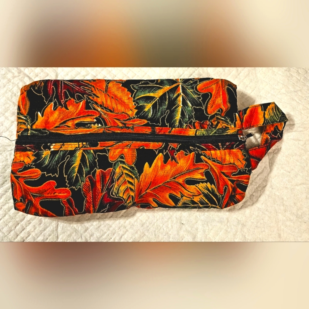 Vibrant fall leaves waterproof lining travel toiletries, Swimsuit, makeupbag